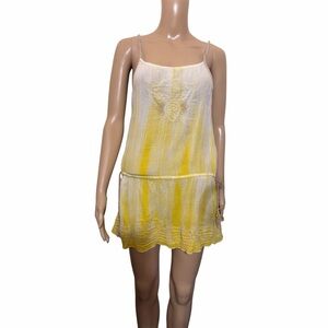Free People y2k Yellow and White Chemise romper